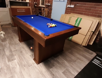 6ft Pool Table Diner recovered with Blue cloth