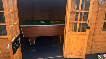 6ft pool table fitted in a shed