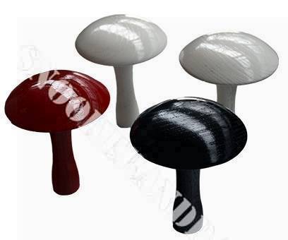 2 natural, 1 red, 1 black Set Bar Billiards mushrooms